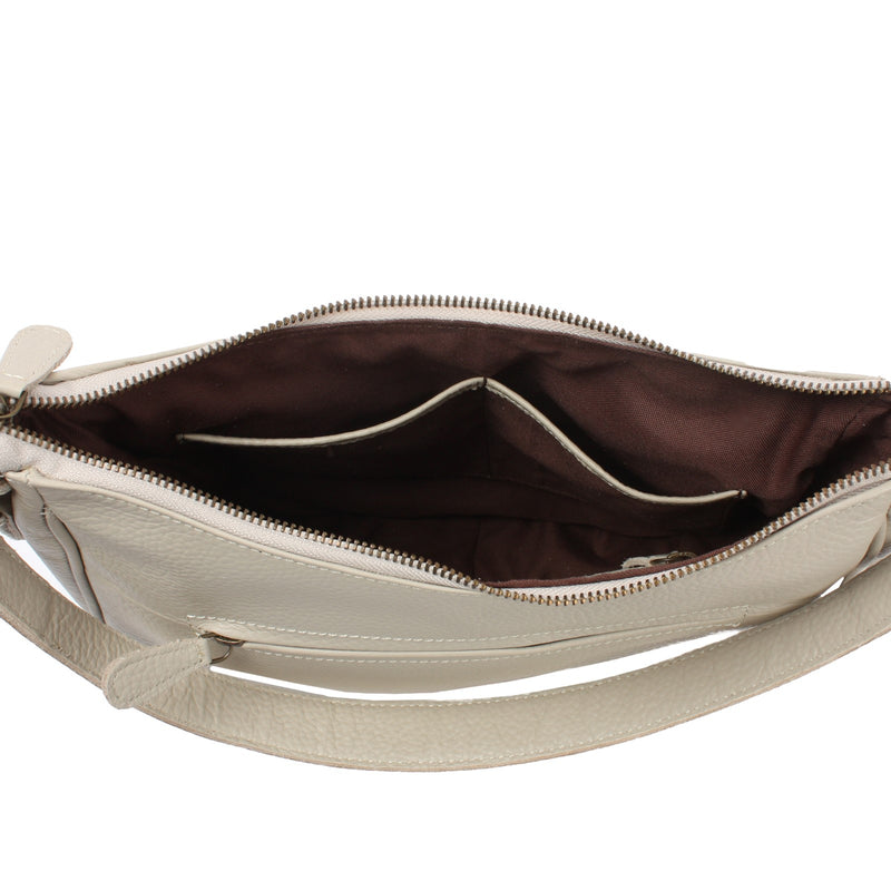 Leconi Schultertasche Ledertasche Damentasche Leder beige LE0063 Günstig kaufen