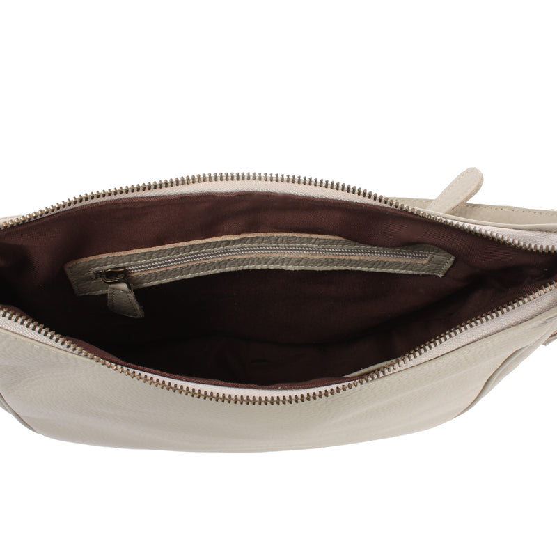 Leconi Schultertasche Ledertasche Damentasche Leder beige LE0063 Günstig kaufen