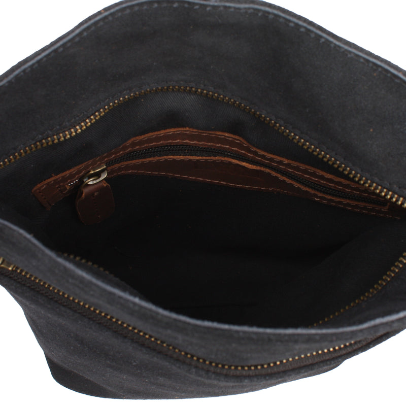 Leconi kleine Umhängetasche Schultertasche Freizeittasche Wildleder anthrazit LE3049 Versandkostenfrei