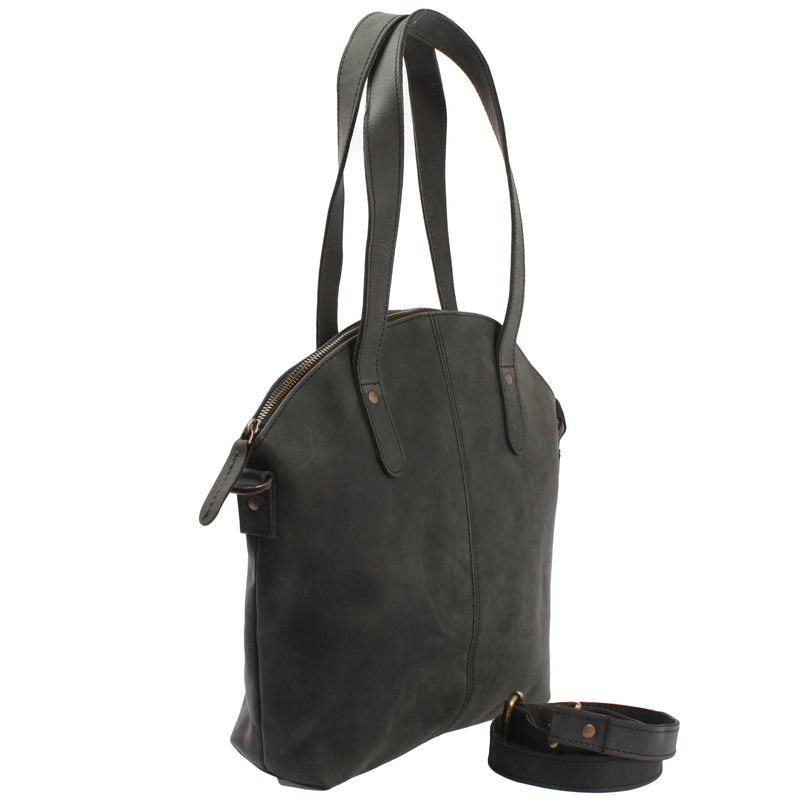 Leconi Shopper Schultertasche Damen Handtasche Ledertasche Henkeltasche Leder grau LE0060 Großer Ausverkauf