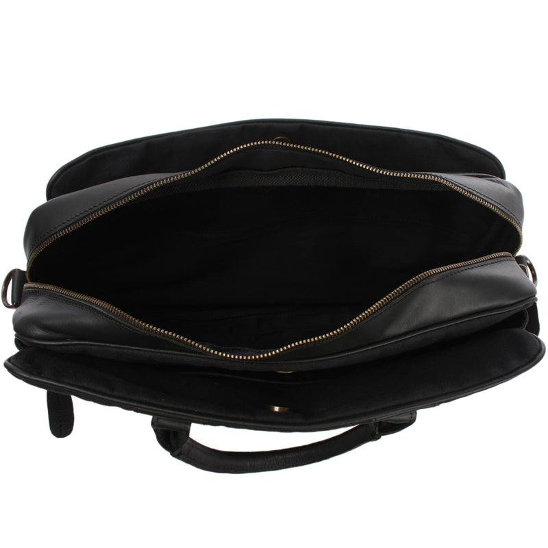 Leconi Aktentasche Handgepäck Trolleytasche Canvas Leder schwarz LE3066 Flash Sale