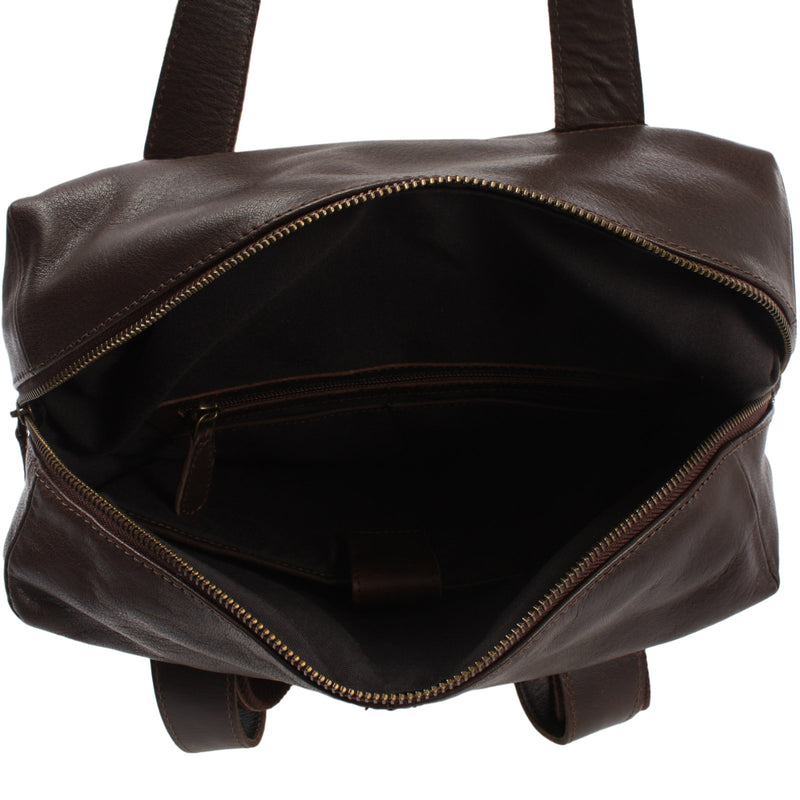 Leconi großer Rucksack Lederrucksack Freizeitrucksack Damen Herren Leder dunkelbraun LE1020 Begrenztes Angebot