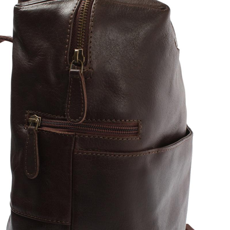 Leconi großer Rucksack Lederrucksack Freizeitrucksack Damen Herren Leder dunkelbraun LE1020 Begrenztes Angebot