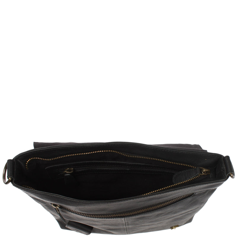 Leconi Umhängetasche Ledertasche Damen Schultertasche Leder schwarz LE3073 Online Shopping