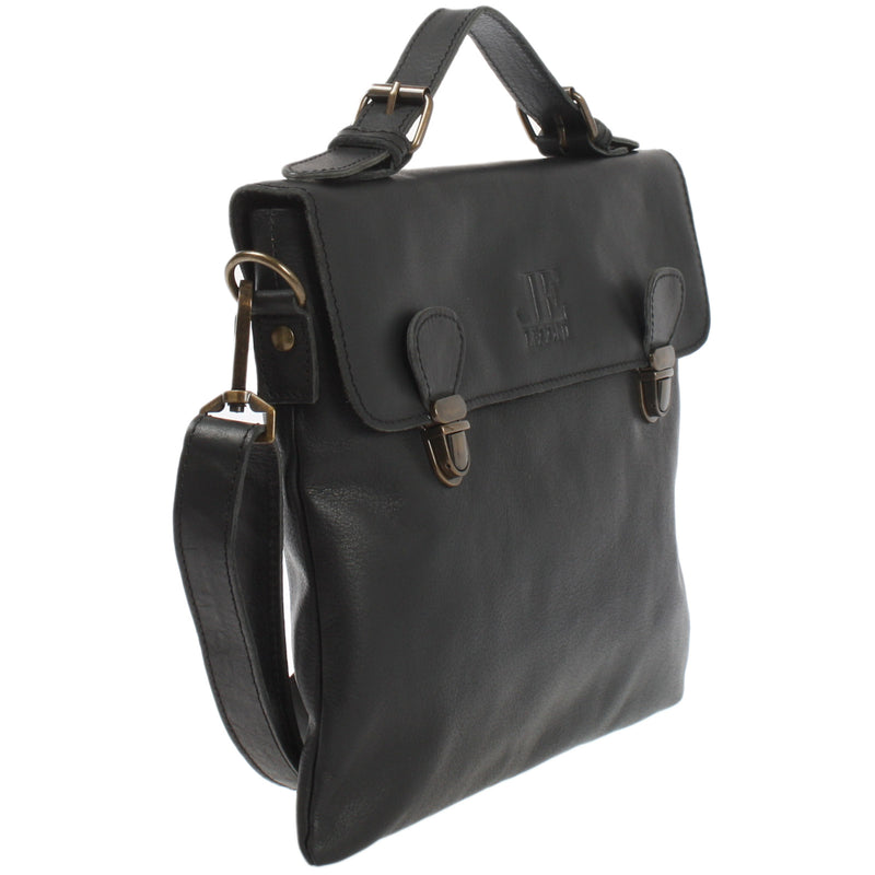 Leconi kleine Umhängetasche Schultertasche Damen und Herren Leder schwarz LE3079 Exklusivangebot