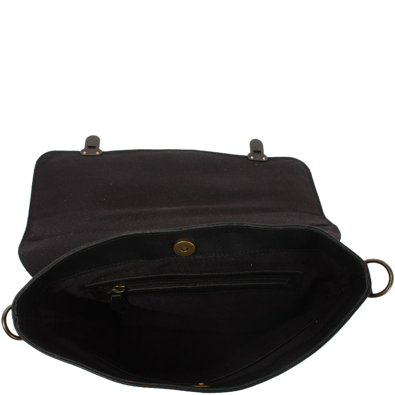 Leconi kleine Umhängetasche Schultertasche Damen und Herren Leder schwarz LE3079 Exklusivangebot
