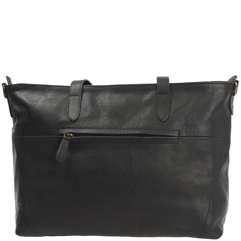 Leconi Schultertasche Damentasche DIN A4 Leder schwarz LE0071 Saisonschlussverkauf