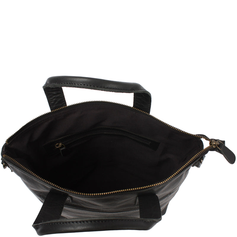 Leconi Damentasche Umhängetasche Henkeltasche Leder schwarz LE0068 Cyber Monday