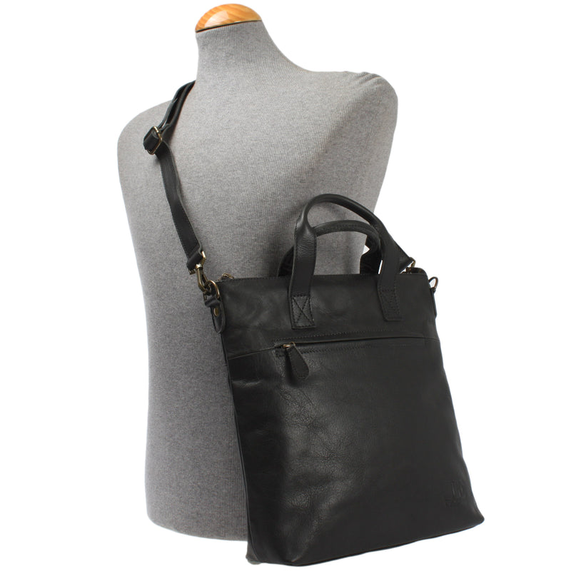 Leconi Damentasche Umhängetasche Henkeltasche Leder schwarz LE0068 Cyber Monday