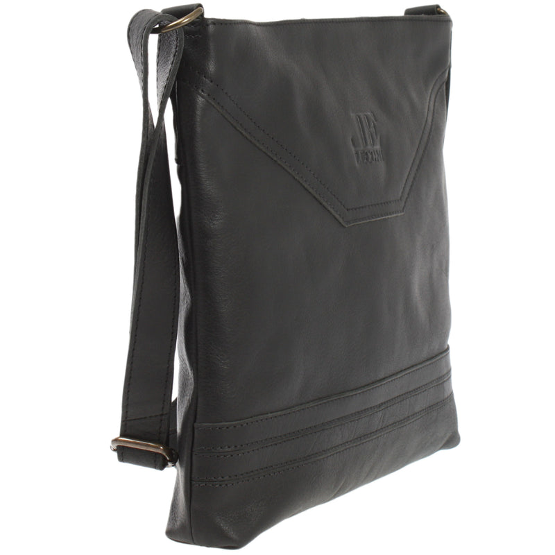 Leconi Umhängetasche Ledertasche Damen Schultertasche Leder schwarz LE0066 Weihnachtsangebot