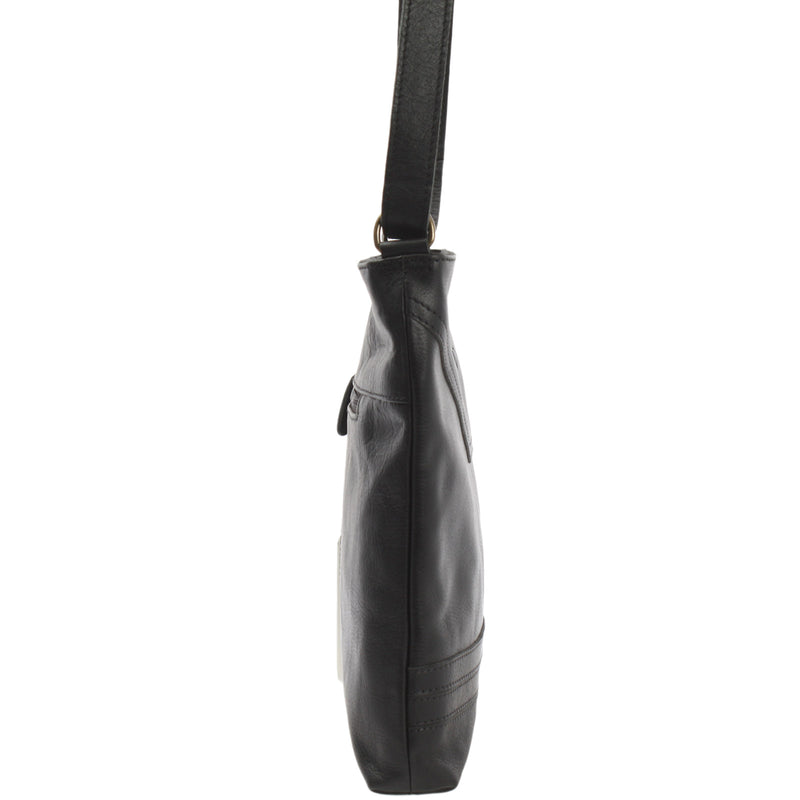 Leconi Umhängetasche Ledertasche Damen Schultertasche Leder schwarz LE0066 Weihnachtsangebot