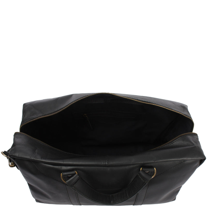Leconi kleine Reisetasche Weekender Handgepäck Leder schwarz LE2009 Muttertagsangebot