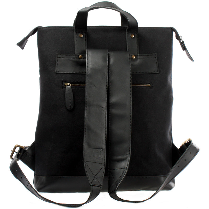 Leconi Freizeitrucksack Rucksack DIN A4 Canvas Leder schwarz LE1021 Vatertagsangebot