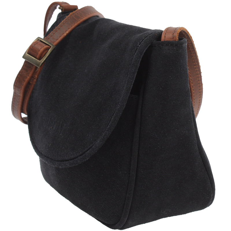 Leconi kleine Umhängetasche Ledertasche Damentasche Schultertasche Veloursleder anthrazit LE3047 Jubiläumsangebot