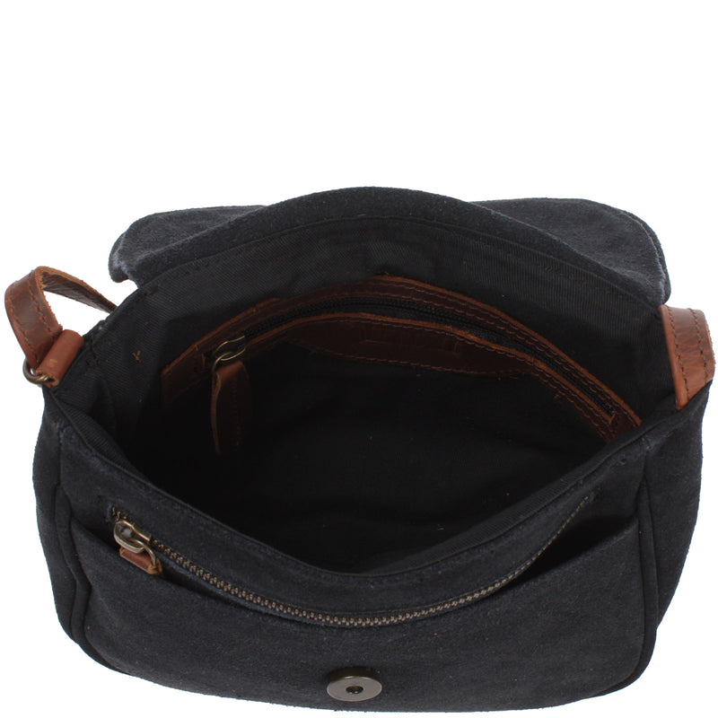 Leconi kleine Umhängetasche Ledertasche Damentasche Schultertasche Veloursleder anthrazit LE3047 Jubiläumsangebot