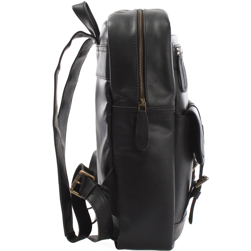 Leconi Lederrucksack Freizeitrucksack Wanderrucksack Leder schwarz LE1018 Lagerräumung
