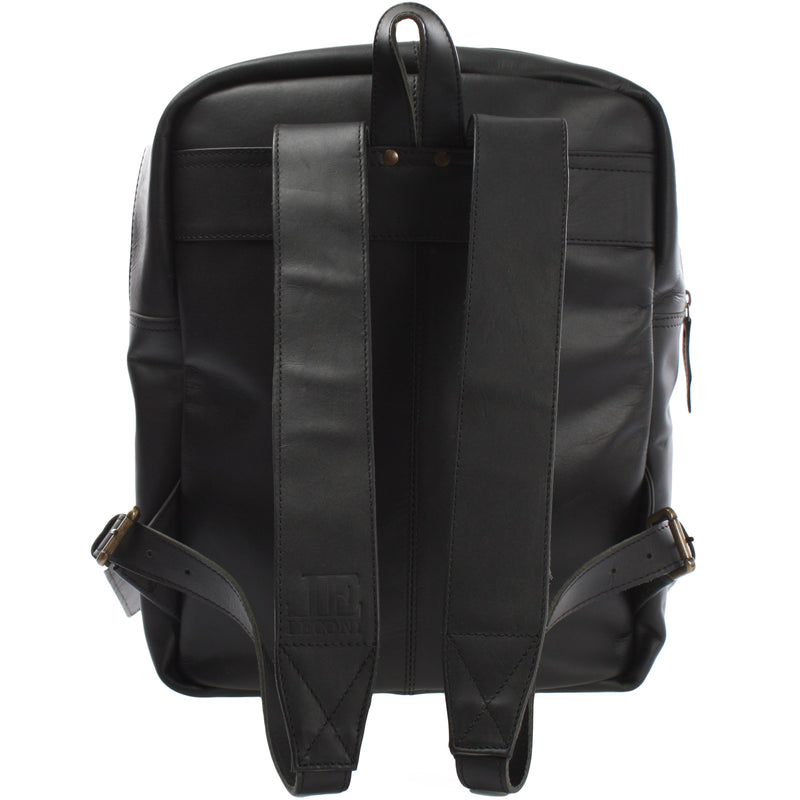 Leconi Lederrucksack Freizeitrucksack Wanderrucksack Leder schwarz LE1018 Lagerräumung