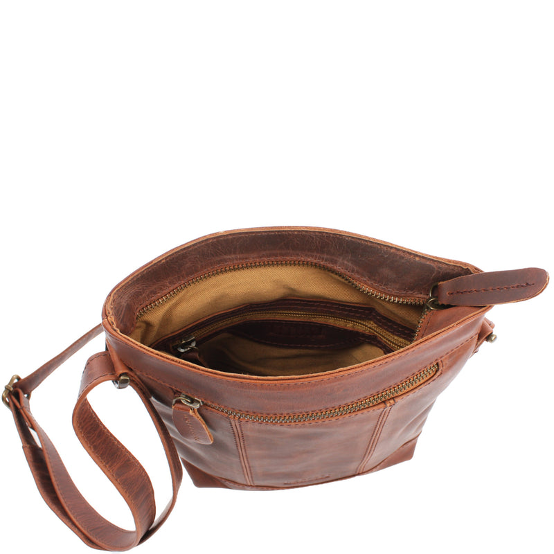 Leconi kleine Umhängetasche Schultertasche Freizeittasche Leder braun LE3086 Heißer Verkauf