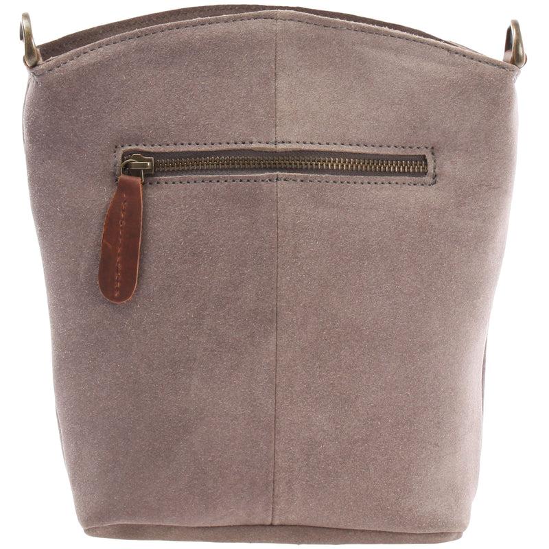 Leconi kleine Umhängetasche Schultertasche Freizeittasche Wildleder grau LE3049 Top Angebot