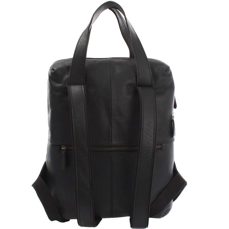 Leconi Stadtrucksack Lederrucksack Leder schwarz LE1023 Neueste Mode