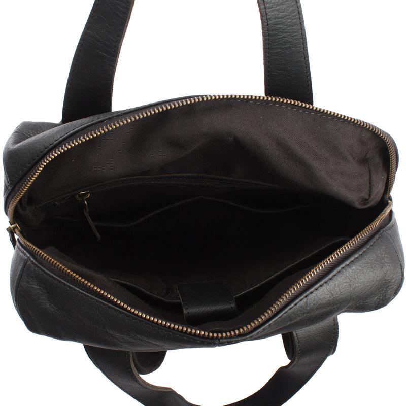 Leconi Stadtrucksack Lederrucksack Leder schwarz LE1023 Neueste Mode