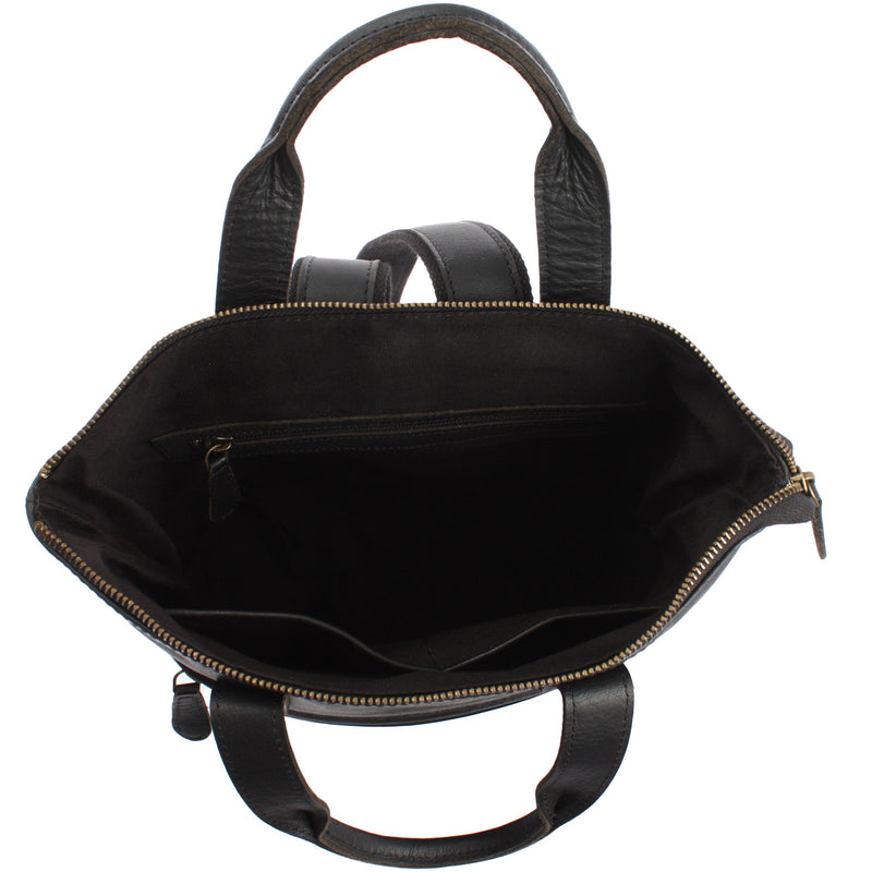 Leconi Rucksack Lederrucksack Freizeitrucksack Damen Herren Leder schwarz LE1031 Online Outlet