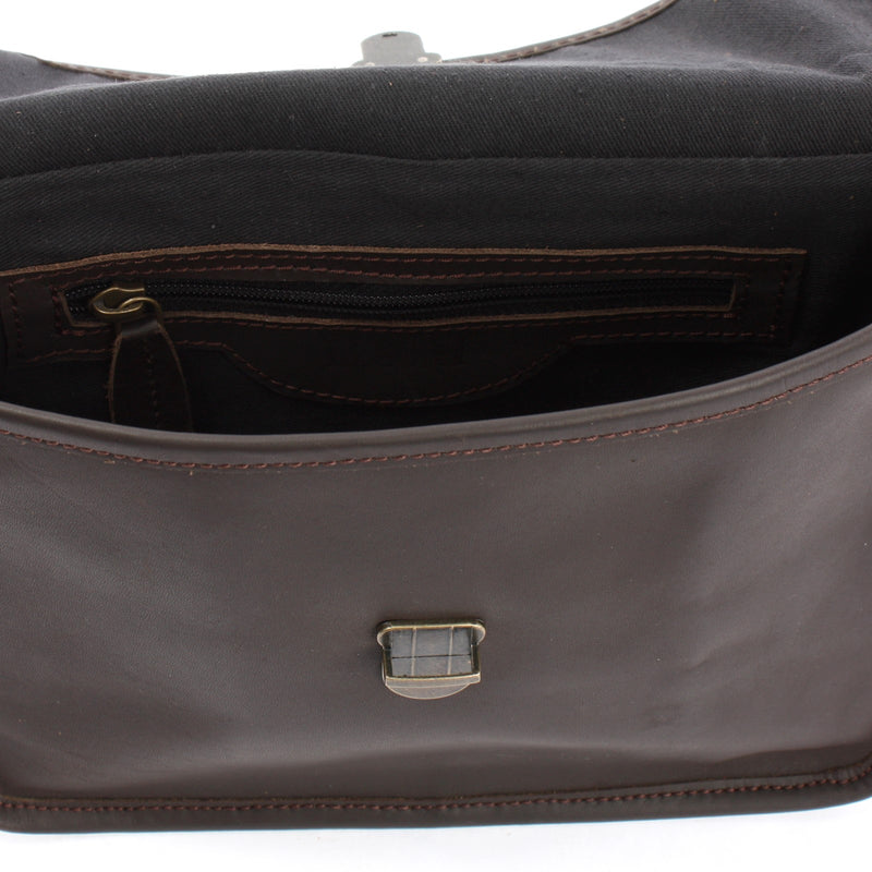 Leconi kleine Umhängetasche Ledertasche Leder dunkelbraun LE3041 Exklusive Angebote