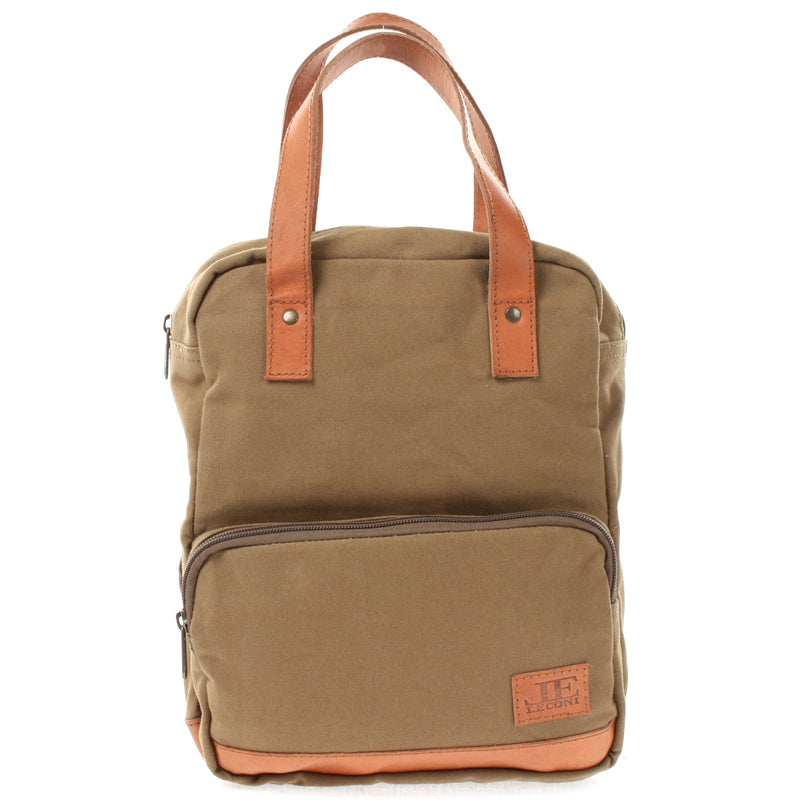 Leconi B-Ware Canvasrucksack kleiner Freizeitrucksack Damen Herren Canvas oliv LE1028 Räumungsverkauf
