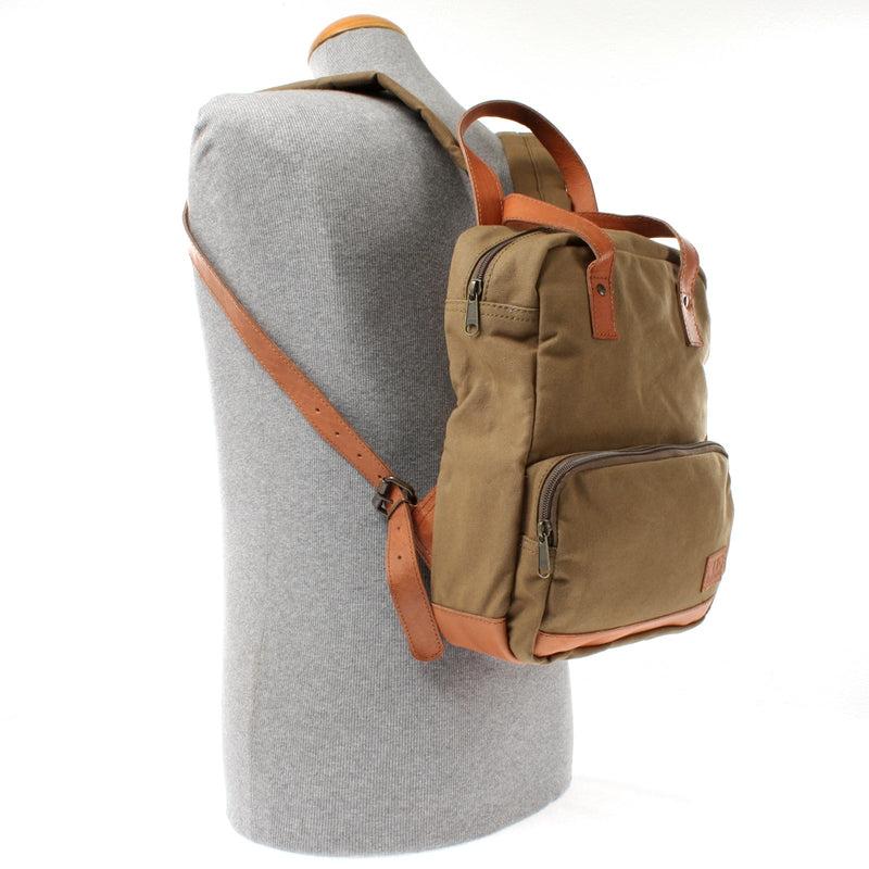 Leconi B-Ware Canvasrucksack kleiner Freizeitrucksack Damen Herren Canvas oliv LE1028 Räumungsverkauf