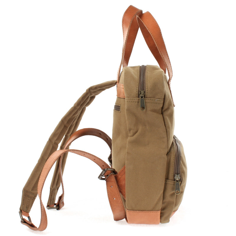 Leconi B-Ware Canvasrucksack kleiner Freizeitrucksack Damen Herren Canvas oliv LE1028 Räumungsverkauf