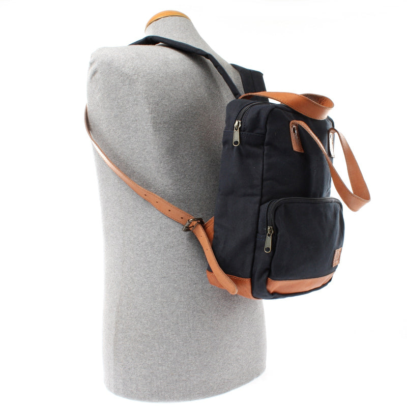 Leconi B-Ware Canvasrucksack kleiner Freizeitrucksack Damen Herren Canvas navy LE1028 Kauf eins, bekomm eins gratis
