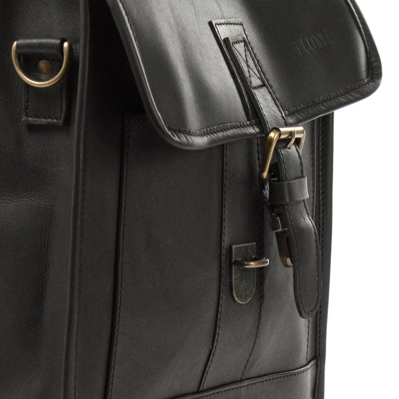 Leconi B-Ware Umhängetasche Freizeittasche Herren Damen Hochformat Leder schwarz LE3052 Tägliche Deals