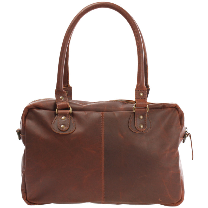 Leconi B-Ware Schultertasche Handtasche Henkeltasche Damen Leder braun LE0046 Sonderangebote