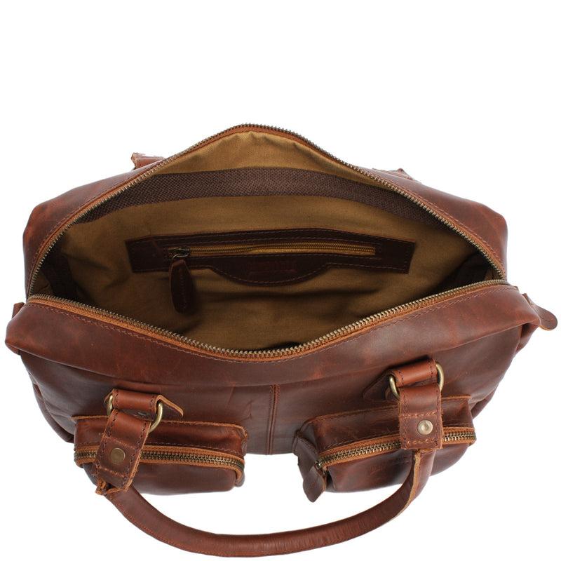 Leconi B-Ware Schultertasche Handtasche Henkeltasche Damen Leder braun LE0046 Sonderangebote