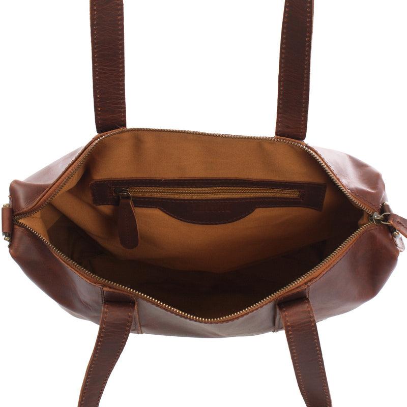 Leconi B-Ware Shopper Schultertasche Henkeltasche Leder braun LE0034 Riesige Ersparnisse
