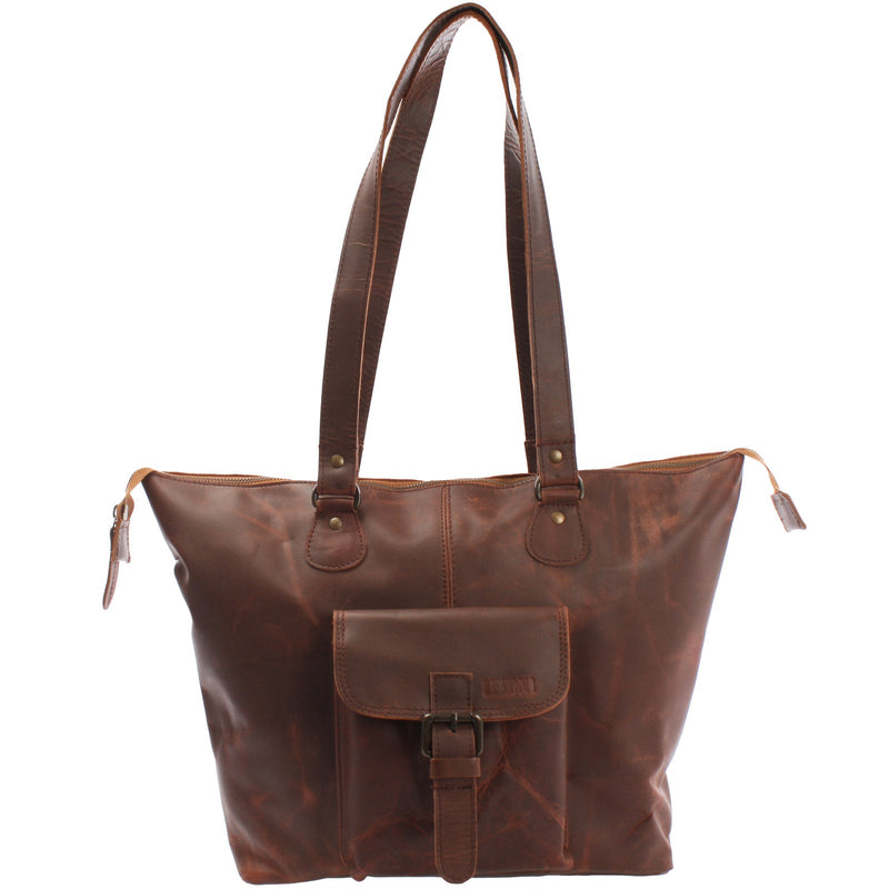 Leconi B-Ware Schultertasche Damentasche Handtasche Leder braun LE0052 VIP-Rabatte