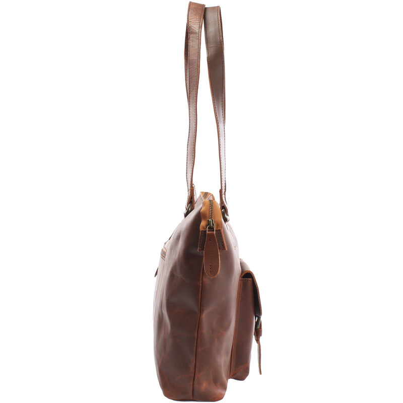 Leconi B-Ware Schultertasche Damentasche Handtasche Leder braun LE0052 VIP-Rabatte
