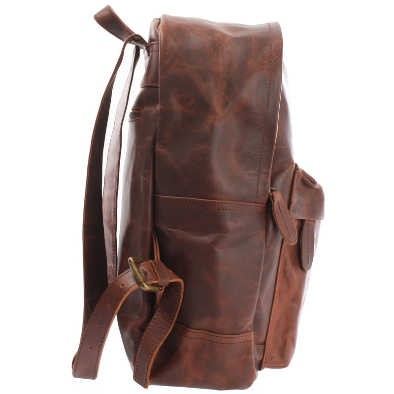 Leconi B-Ware Rucksack Lederrucksack Freizeitrucksack Damen Herren Leder braun LE1009 Tiefpreis