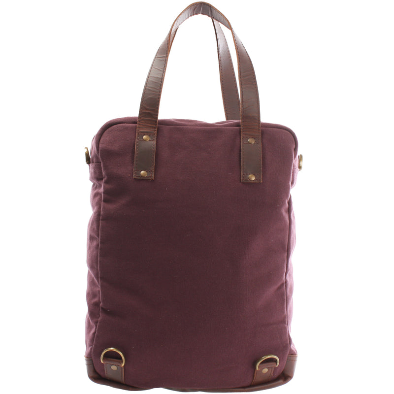 Leconi Rucksack Umhängetasche Damen Herren Leder Canvas bordeaux LE1014 Super Sparpreis