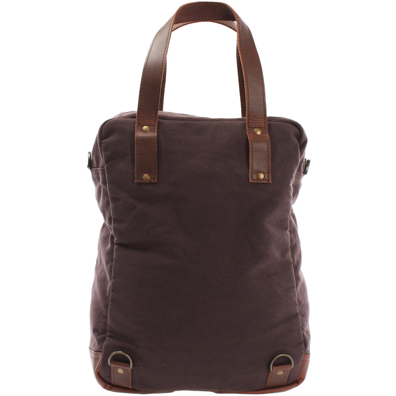 Leconi Rucksack Umhängetasche Damen Herren Leder Canvas mokka LE1014 Wochenangebot