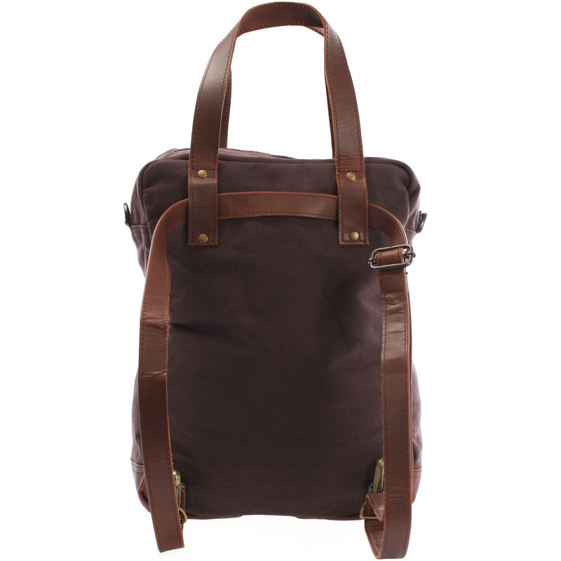 Leconi Rucksack Umhängetasche Damen Herren Leder Canvas mokka LE1014 Wochenangebot