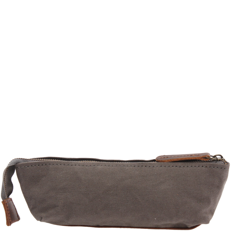 Leconi Stiftemappe Federtasche Stifteetui Federmappe Damen Herren Canvas Leder grau LE9026 Letzter Tag