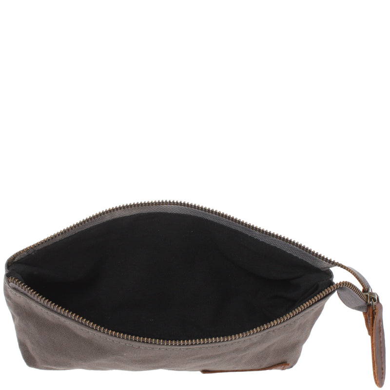 Leconi Stiftemappe Federtasche Stifteetui Federmappe Damen Herren Canvas Leder grau LE9026 Letzter Tag