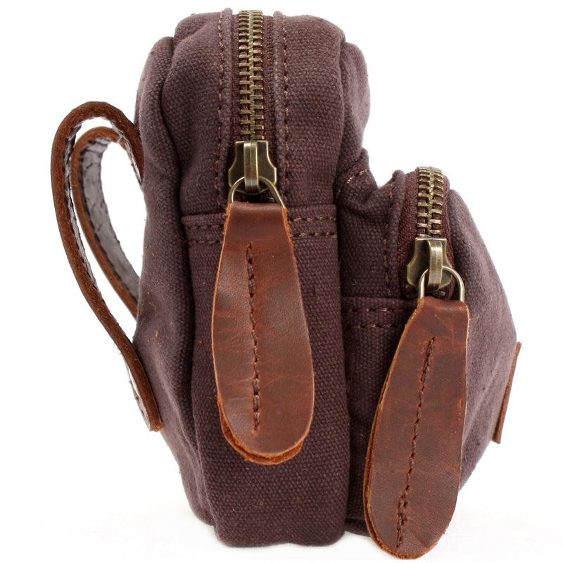 Leconi Gürteltasche Bauchtasche Canvas Rindsleder mokka LE3037 Zeitbegrenzte Promotion