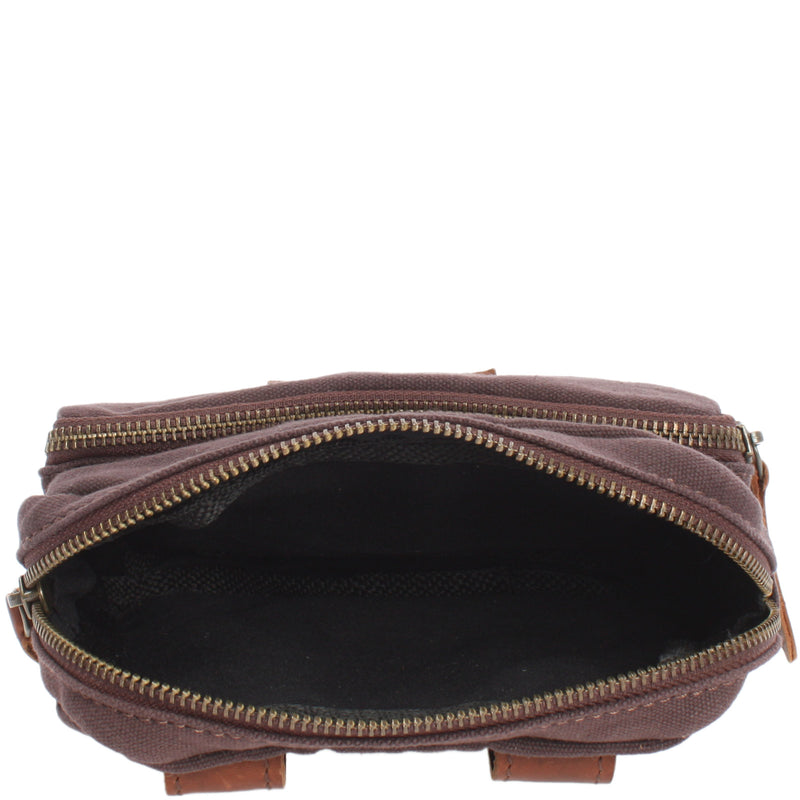 Leconi Gürteltasche Bauchtasche Canvas Rindsleder mokka LE3037 Zeitbegrenzte Promotion