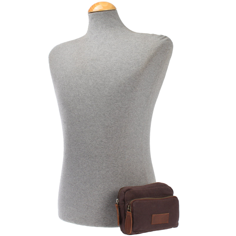 Leconi Gürteltasche Bauchtasche Canvas Rindsleder mokka LE3037 Zeitbegrenzte Promotion