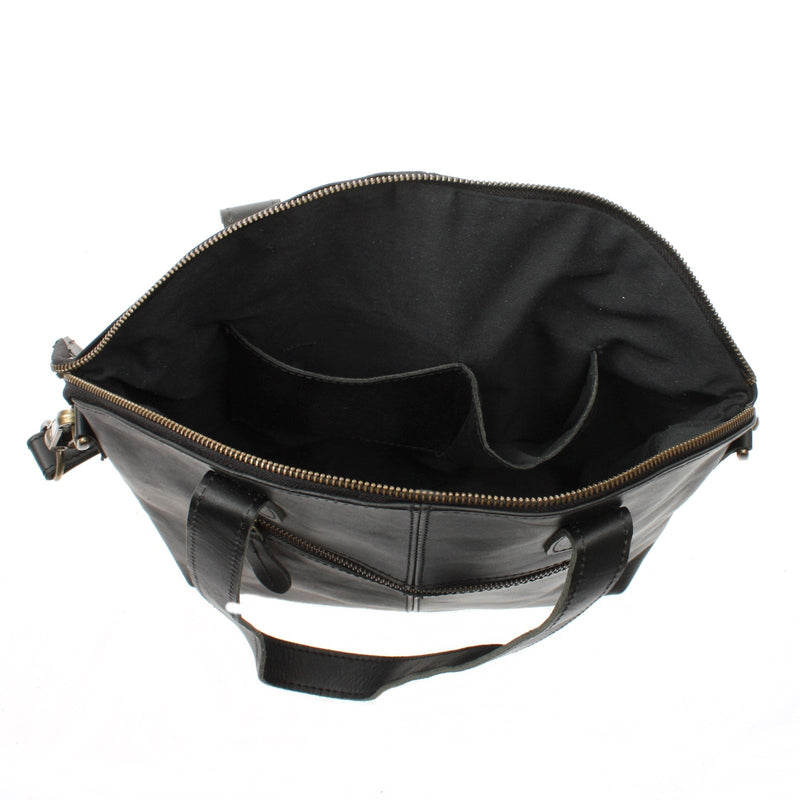 Leconi Shopper Schultertasche Damen Handtasche Ledertasche Henkeltasche Leder schwarz LE0060 Bis zu 60% Rabatt
