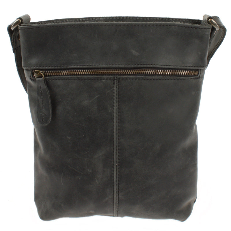 Leconi Umhängetasche Schultertasche Damen Herren Used Look Leder grau LE3072 Bis zu 65% Rabatt