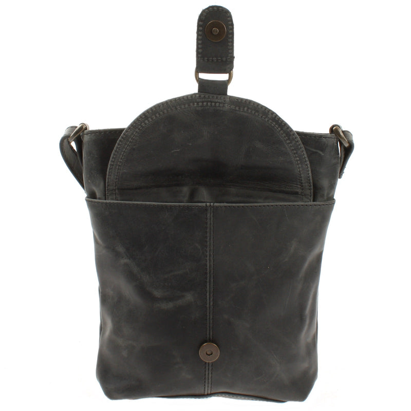 Leconi Umhängetasche Schultertasche Damen Herren Used Look Leder grau LE3072 Bis zu 65% Rabatt