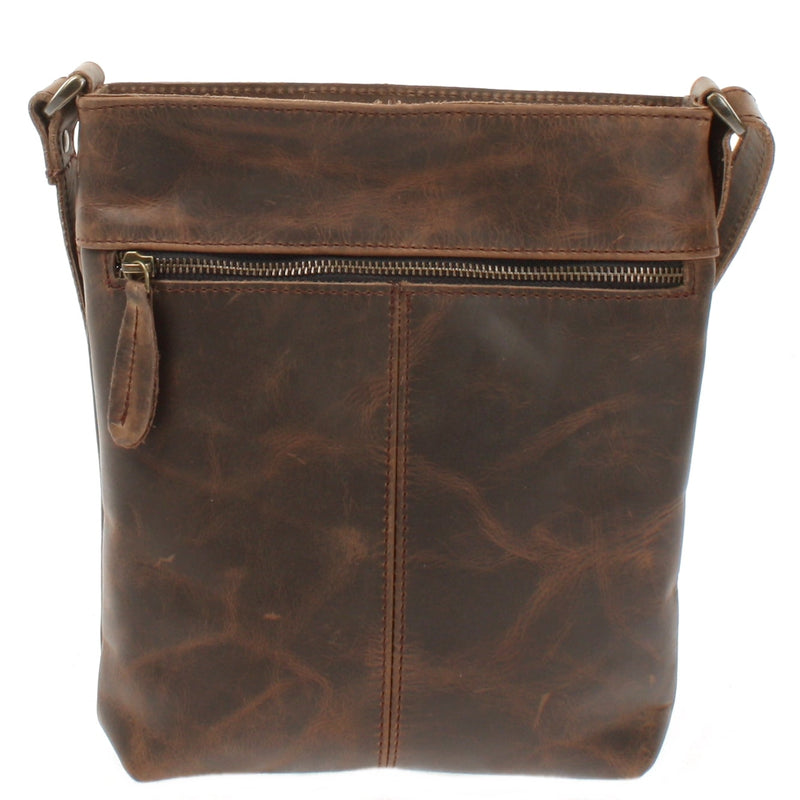 Leconi Umhängetasche Schultertasche Damen Herren Used Look Leder schlamm LE3072 Nur für heute